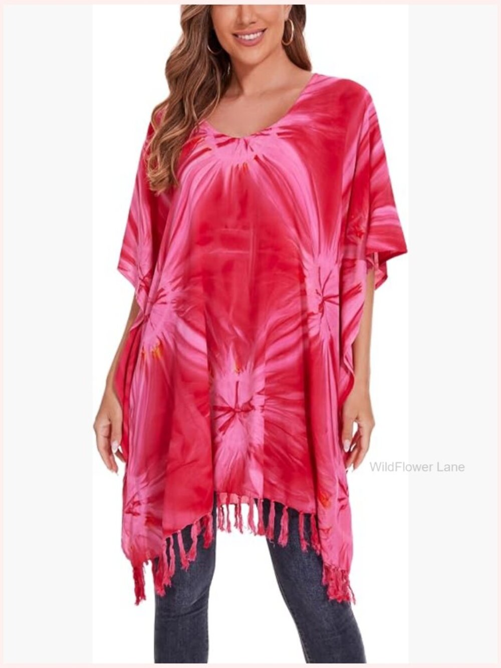 Boho Tie Dye Plus Size Tunic Top Kaftan Hippie Blouse XL-4X